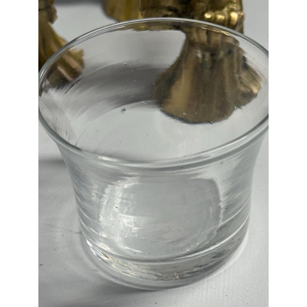 VTG Brass 3 Angels With Harps Votive Candle Holder Glass‎ Insert READ - Picture 9 of 11